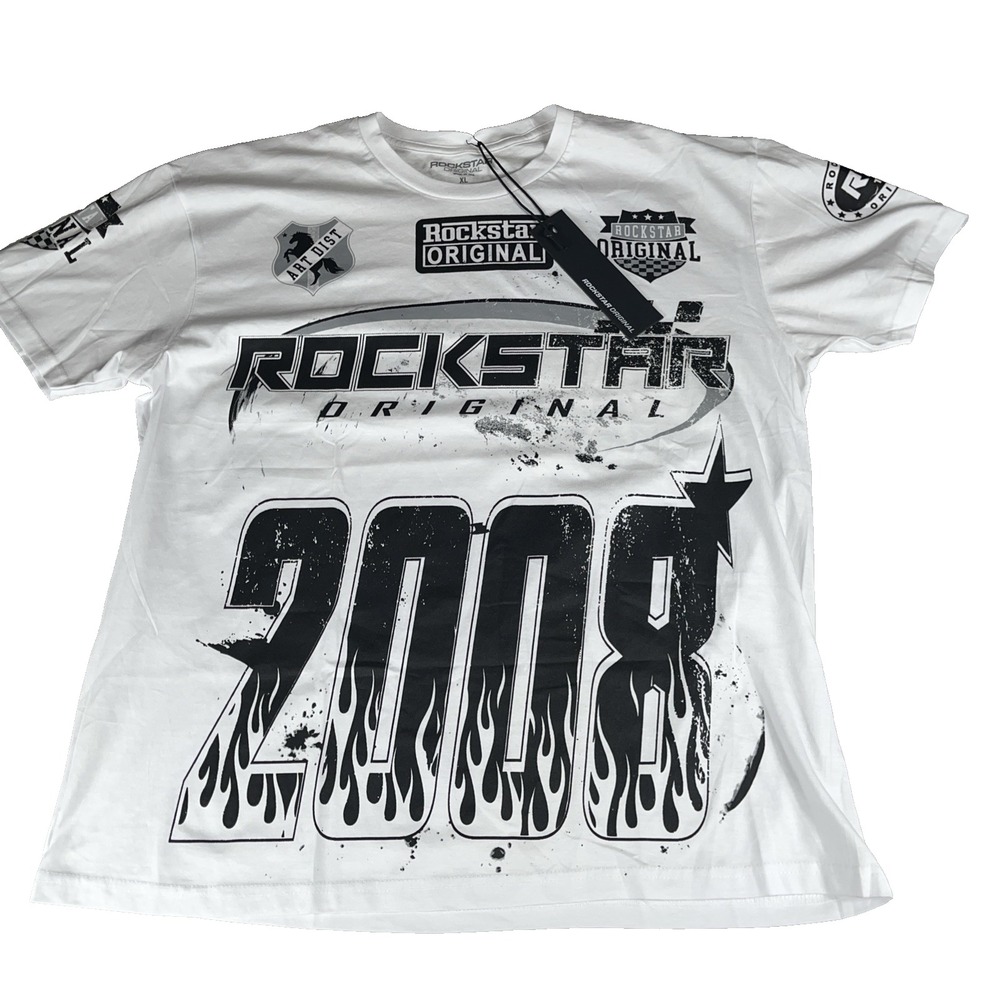 Rockstar Original Men's XL Black White RSO Team Racing Graphic Logo Crew Tee NWT
